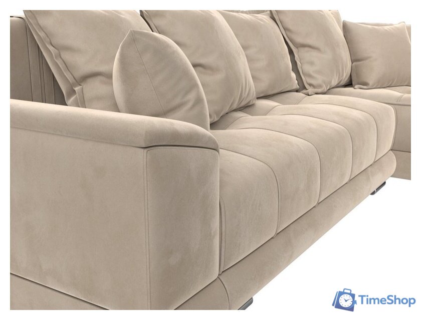 Угловой диван Лига диванов НордСтар правый 121105 (велюр бежевый/подушки велюр бежевый) - Изображение №3 — Интернет-магазин Time-Shop