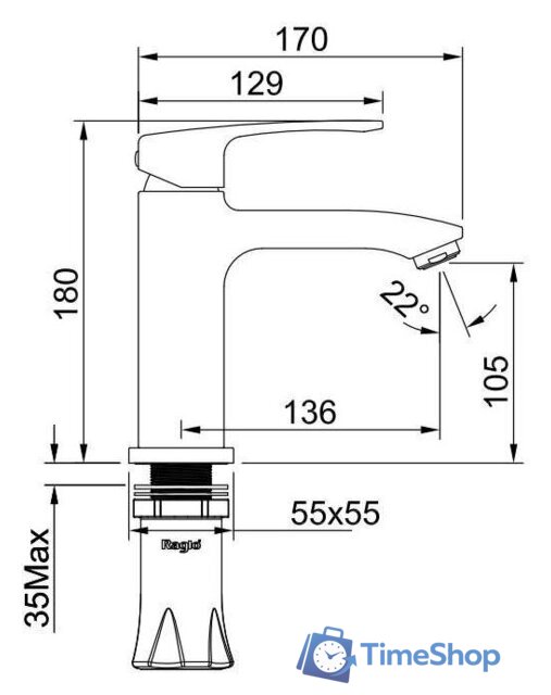 Смеситель Raglo R01.10.09 - Изображение №2 — Интернет-магазин Time-Shop