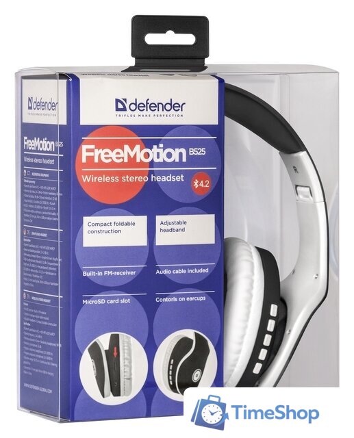 Наушники Defender FreeMotion B525 (черный/белый) - Изображение №5 — Интернет-магазин Time-Shop