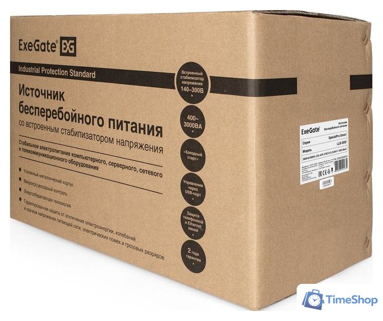 Источник бесперебойного питания ExeGate SpecialPro Smart LLB-3000.LCD.AVR.4SH.RJ.USB EP287660RUS - Изображение №3 — Интернет-магазин Time-Shop