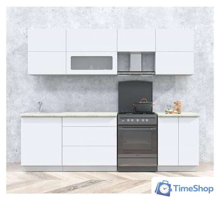 Готовая кухня Интерлиния Интерлиния Мила Матте 2.6 Б (белый/белый/опал светлый) - Изображение №1 — Интернет-магазин Time-Shop