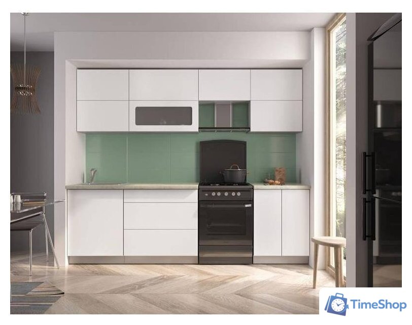 Готовая кухня Интерлиния Интерлиния Мила Матте 2.6 Б (белый/белый/опал светлый) - Изображение №2 — Интернет-магазин Time-Shop