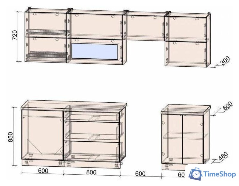 Готовая кухня Интерлиния Интерлиния Мила Матте 2.6 Б (белый/белый/опал светлый) - Изображение №5 — Интернет-магазин Time-Shop
