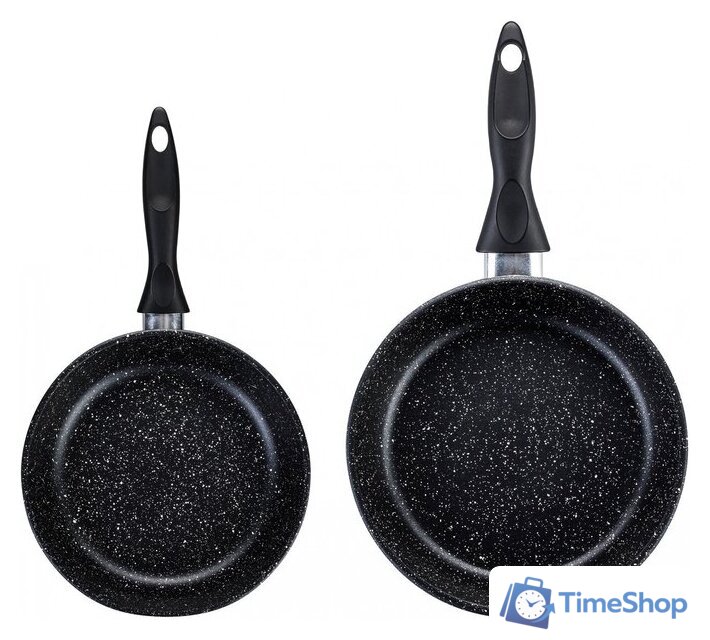 Набор сковород Elan Gallery Гармония вкуса 120219+2 (черный мрамор) - Изображение №3 — Интернет-магазин Time-Shop