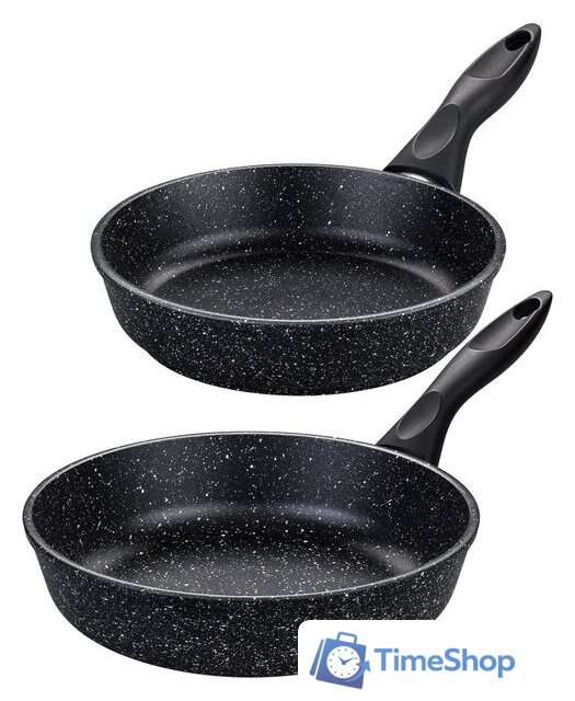 Набор сковород Elan Gallery Гармония вкуса 120219+2 (черный мрамор) - Изображение №2 — Интернет-магазин Time-Shop