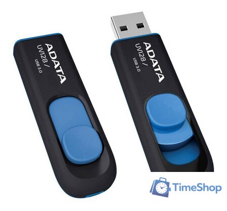 USB Flash ADATA DashDrive UV128 128GB (черный/синий) - Изображение №3 — Интернет-магазин Time-Shop