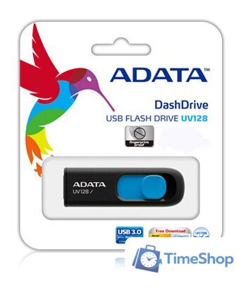 USB Flash ADATA DashDrive UV128 128GB (черный/синий) - Изображение №4 — Интернет-магазин Time-Shop