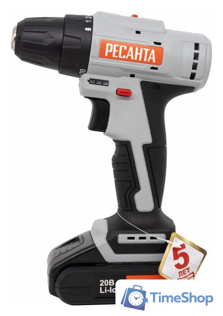 Дрель-шуруповерт Ресанта ДА-20-2ЛК-Б (с 2-мя АКБ, кейс) - Изображение №9 — Интернет-магазин Time-Shop