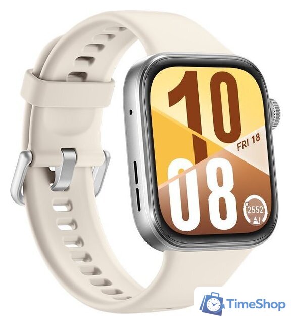 Умные часы Huawei Watch FIT 4 (серебристый, с бежевым силиконовым ремешком, международная версия) - Изображение №5 — Интернет-магазин Time-Shop