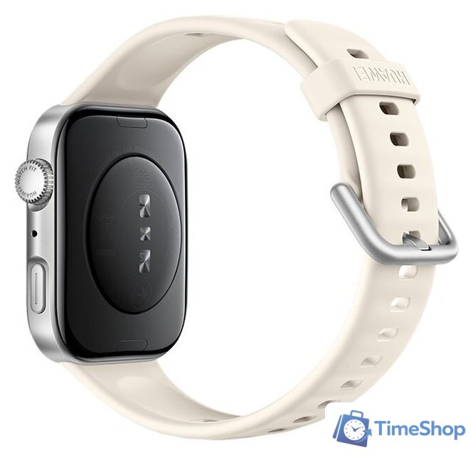 Умные часы Huawei Watch FIT 4 (серебристый, с бежевым силиконовым ремешком, международная версия) - Изображение №2 — Интернет-магазин Time-Shop