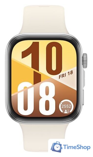 Умные часы Huawei Watch FIT 4 (серебристый, с бежевым силиконовым ремешком, международная версия) - Изображение №3 — Интернет-магазин Time-Shop