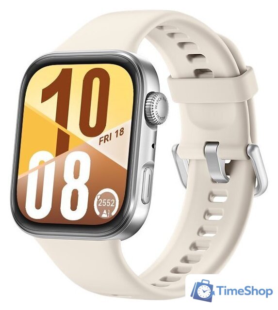 Умные часы Huawei Watch FIT 4 (серебристый, с бежевым силиконовым ремешком, международная версия) - Изображение №1 — Интернет-магазин Time-Shop