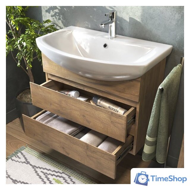  Vigo Тумба под умывальник Wing 700-0-2 Балтика навесная (дуб золотой) - Изображение №4 — Интернет-магазин Time-Shop