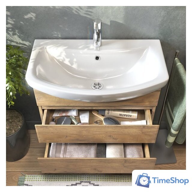  Vigo Тумба под умывальник Wing 700-0-2 Балтика навесная (дуб золотой) - Изображение №5 — Интернет-магазин Time-Shop