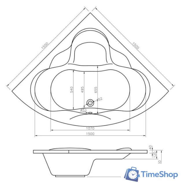 Ванна Lavinia Boho Elegant 150x150 3705015P - Изображение №3 — Интернет-магазин Time-Shop
