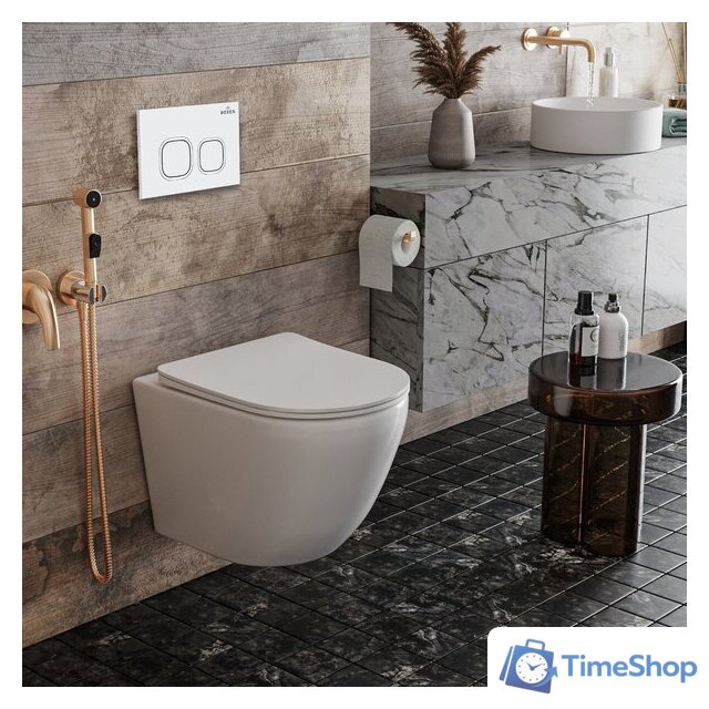 Унитаз подвесной Roxen Antares в комплекте с инсталляцией StounFix Dual Fresh 6 в 1 533395 (кнопка: белый глянец) - Изображение №12 — Интернет-магазин Time-Shop