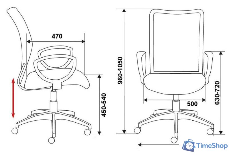 Офисное кресло Бюрократ CH-599AXSN/TW-11 (черный) - Изображение №6 — Интернет-магазин Time-Shop