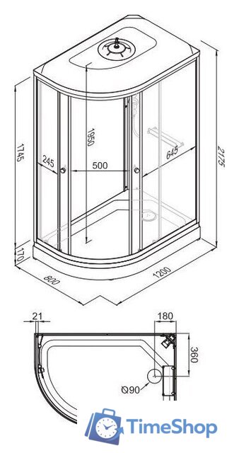 Душевая кабина Triton Коралл-Лайт 120x80 А (правосторонняя) - Изображение №8 — Интернет-магазин Time-Shop