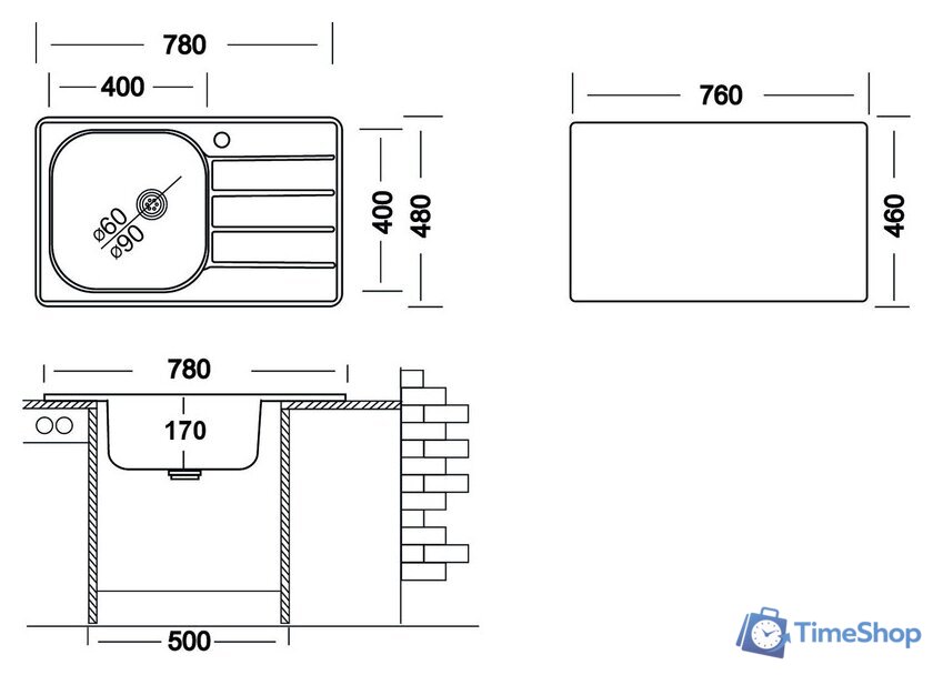 Кухонная мойка Ukinox Гранд GRM780.480-GT6K 2L - Изображение №4 — Интернет-магазин Time-Shop