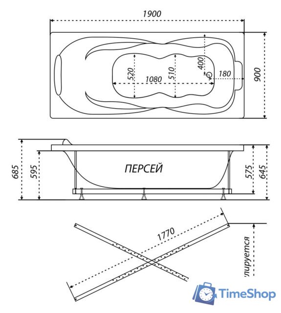 Ванна Triton Персей Экстра 190x90 - Изображение №7 — Интернет-магазин Time-Shop