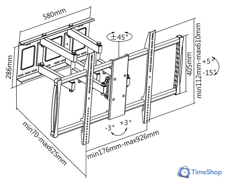 Кронштейн для телевизора Ultramounts UM914 (черный) - Изображение №3 — Интернет-магазин Time-Shop