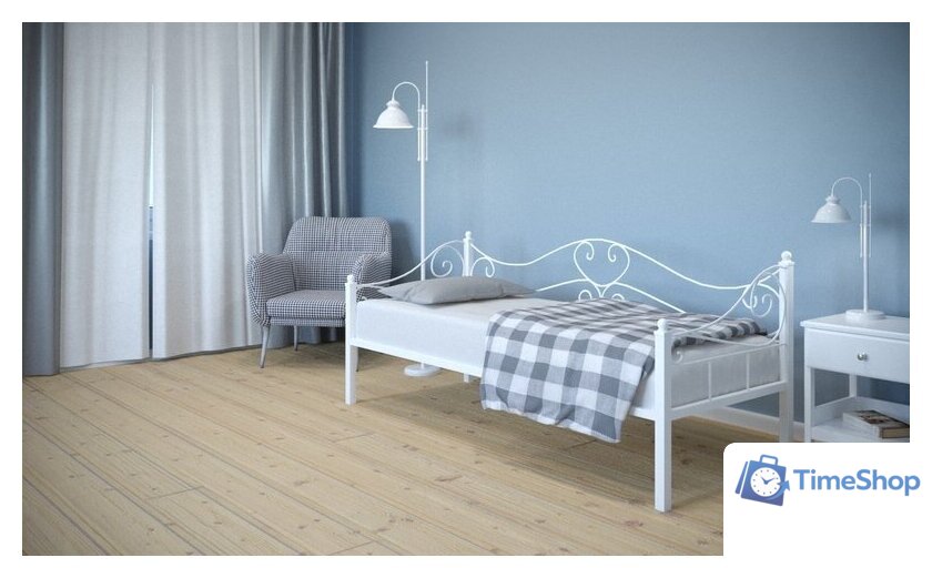 Кровать-тахта ИП Князев Валенсия 90x190 (белый муар) - Изображение №2 — Интернет-магазин Time-Shop