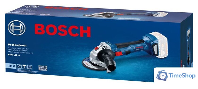 Угловая шлифмашина Bosch GWS 180-LI Professional 06019H9020 (без АКБ) - Изображение №3 — Интернет-магазин Time-Shop