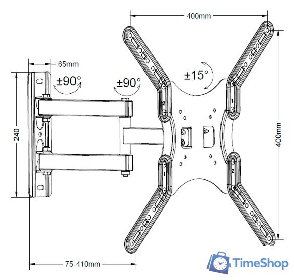 Кронштейн для телевизора MasterKron PLA17-443 - Изображение №2 — Интернет-магазин Time-Shop