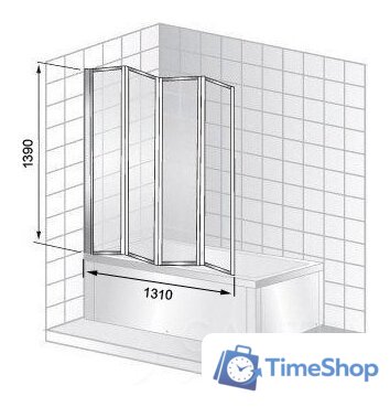 Стеклянная шторка для ванны Cerutti Spa Bouna 130x140 - Изображение №4 — Интернет-магазин Time-Shop