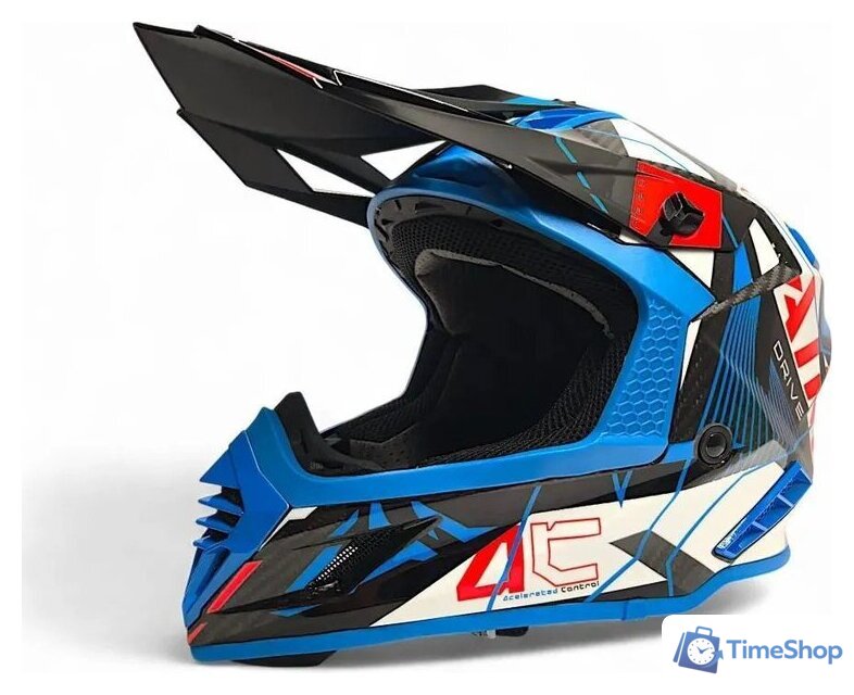 Мотошлем AIM RH855 Carbon Razor RH855R-DBR-S (S, синий/красный) - Изображение №2 — Интернет-магазин Time-Shop