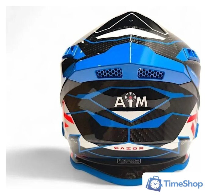Мотошлем AIM RH855 Carbon Razor RH855R-DBR-S (S, синий/красный) - Изображение №4 — Интернет-магазин Time-Shop
