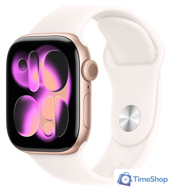 Умные часы Apple Watch Series 11 42 мм (алюминиевый корпус, розовое золото/легкие румяна, спортивный силиконовый ремешок S/M) - Изображение №1 — Интернет-магазин Time-Shop