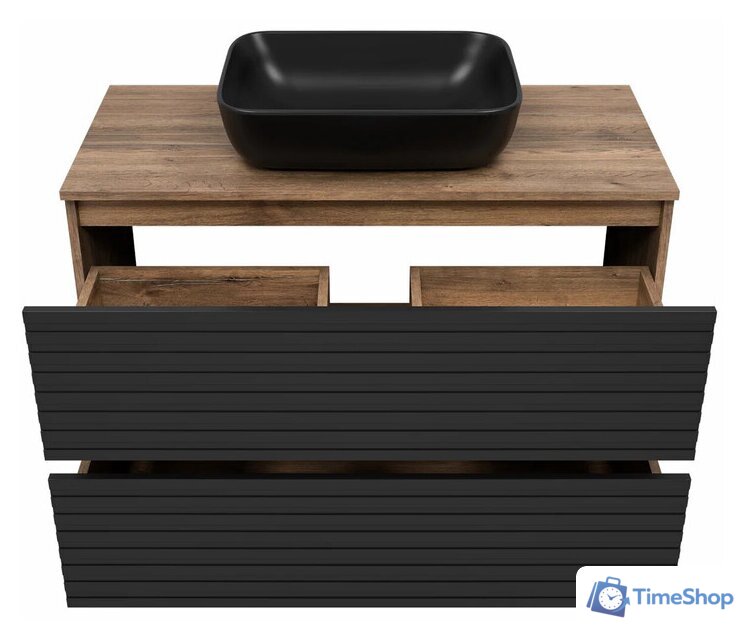  Brevita Тумба под умывальник Dakota DAK-07100-19/02-2Я (черный/темное дерево) - Изображение №3 — Интернет-магазин Time-Shop