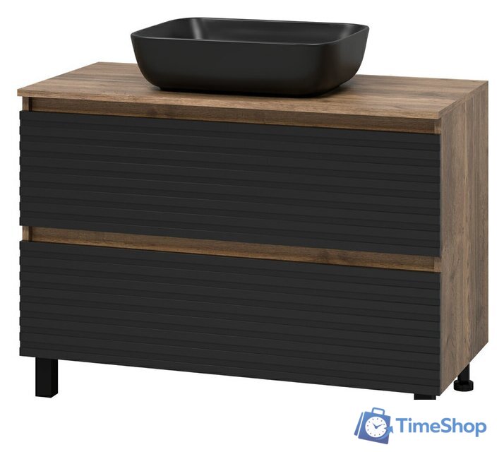  Brevita Тумба под умывальник Dakota DAK-07100-19/02-2Я (черный/темное дерево) - Изображение №2 — Интернет-магазин Time-Shop