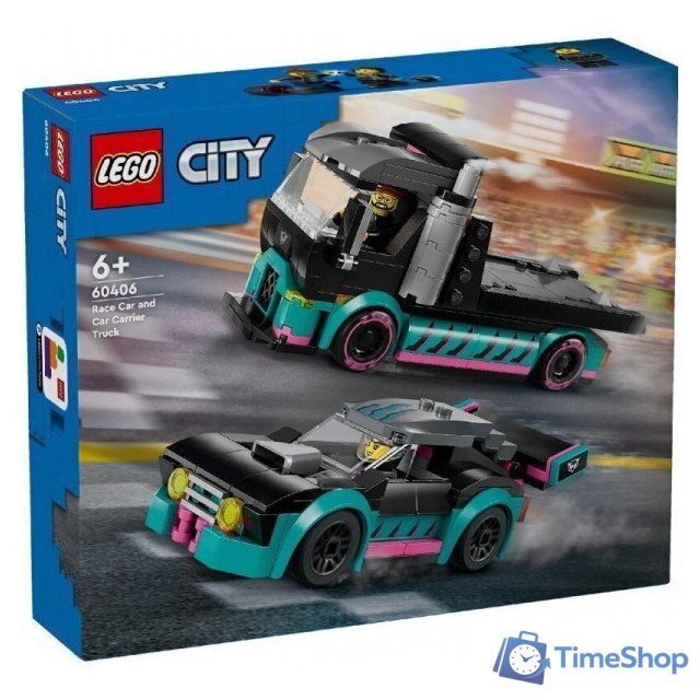 Конструктор LEGO City 60406 Гоночный автомобиль и грузовик-автовоз - Изображение №1 — Интернет-магазин Time-Shop