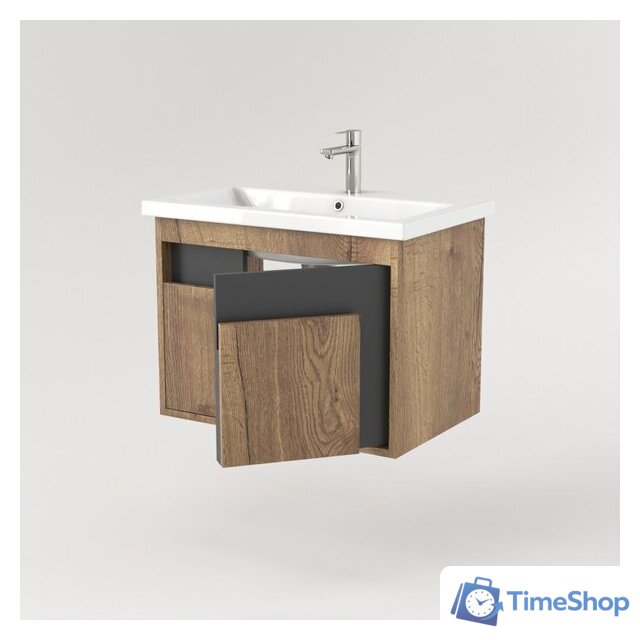  Дабер Тумба под умывальник 016 Cersanit Como 70 Т16.7C.0.22 (дуб галифакс/серый) - Изображение №3 — Интернет-магазин Time-Shop