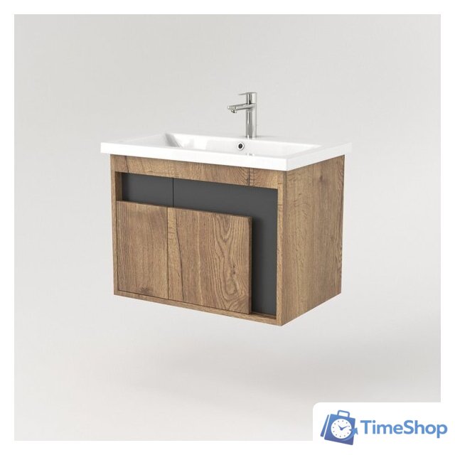  Дабер Тумба под умывальник 016 Cersanit Como 70 Т16.7C.0.22 (дуб галифакс/серый) - Изображение №2 — Интернет-магазин Time-Shop