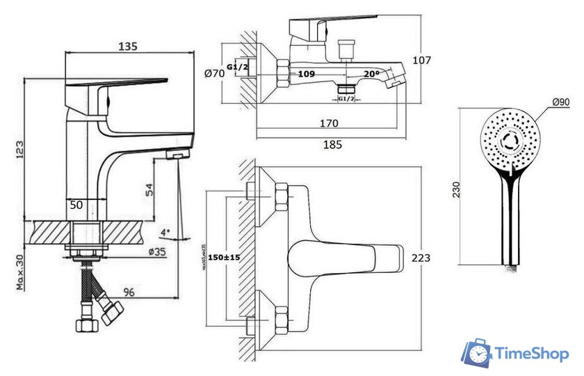 Комплект смесителей ORANGE M26-311b - Изображение №16 — Интернет-магазин Time-Shop