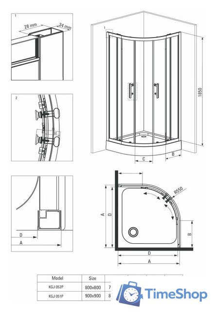 Душевой уголок Deante Jasmin 80x80 KGJ 052P - Изображение №3 — Интернет-магазин Time-Shop