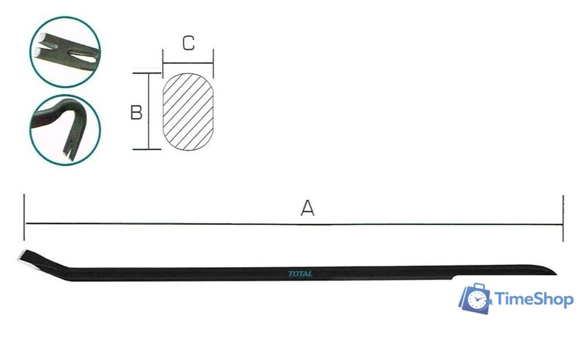 Лом-гвоздодер Total THT431362 - Изображение №1 — Интернет-магазин Time-Shop