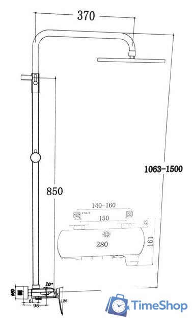 Душевая система  Kern Kern 5077 (вороненая сталь) - Изображение №2 — Интернет-магазин Time-Shop