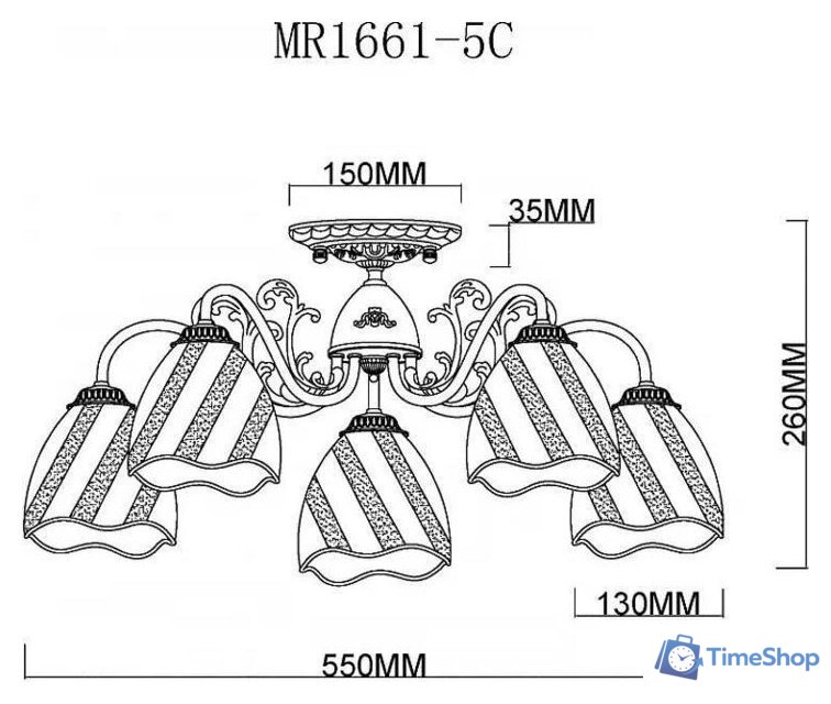 Люстра средней высоты Myfare Nicole MR1661-5C - Изображение №2 — Интернет-магазин Time-Shop