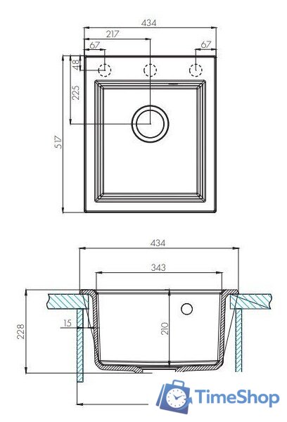 Кухонная мойка Акватон Линеа 43 (песочный) - Изображение №3 — Интернет-магазин Time-Shop