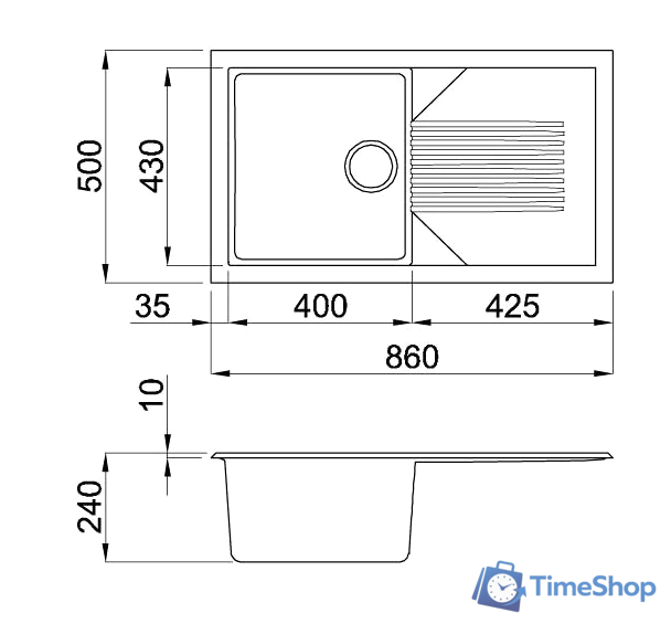 Кухонная мойка Elleci Tekno 400 White 96 - Изображение №2 — Интернет-магазин Time-Shop