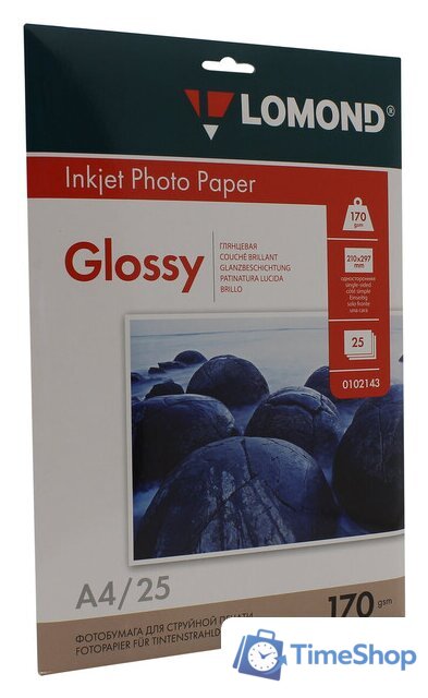 Фотобумага Lomond Глянцевая односторонняя A4 170 г/кв.м. 25 листов (0102143) - Изображение №1 — Интернет-магазин Time-Shop