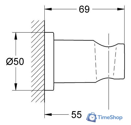 Держатель душевой лейки Grohe Rainshower 27074000 (хром) - Изображение №3 — Интернет-магазин Time-Shop