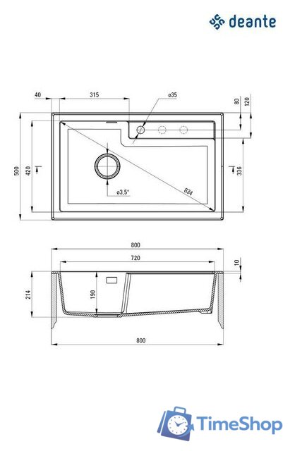 Кухонная мойка Deante ZQE_S10B - Изображение №2 — Интернет-магазин Time-Shop