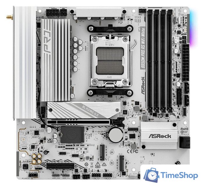 Материнская плата ASRock B850M Pro RS WiFi White - Изображение №2 — Интернет-магазин Time-Shop