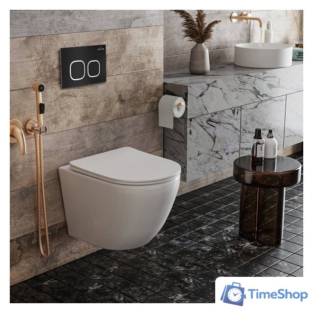 Унитаз подвесной Roxen Antares One Rimless 6 в 1 StounFix Dual Fresh 543169 (кнопка: черный матовый) - Изображение №10 — Интернет-магазин Time-Shop