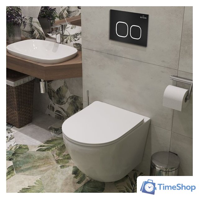 Унитаз подвесной Roxen Antares One Rimless 6 в 1 StounFix Dual Fresh 543169 (кнопка: черный матовый) - Изображение №12 — Интернет-магазин Time-Shop